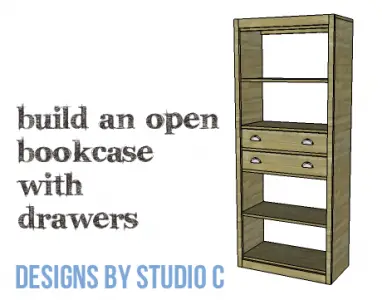 DIY Furniture Plans to Build an Open Bookcase with Drawers - Copy