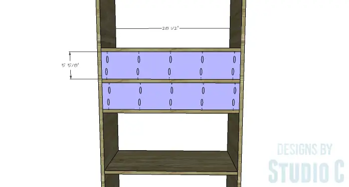 DIY Furniture Plans to Build an Open Bookcase with Drawers - Drawer Opening Back
