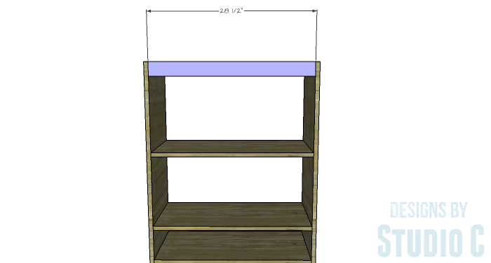 DIY Furniture Plans to Build an Open Bookcase with Drawers - Upper Stretchers