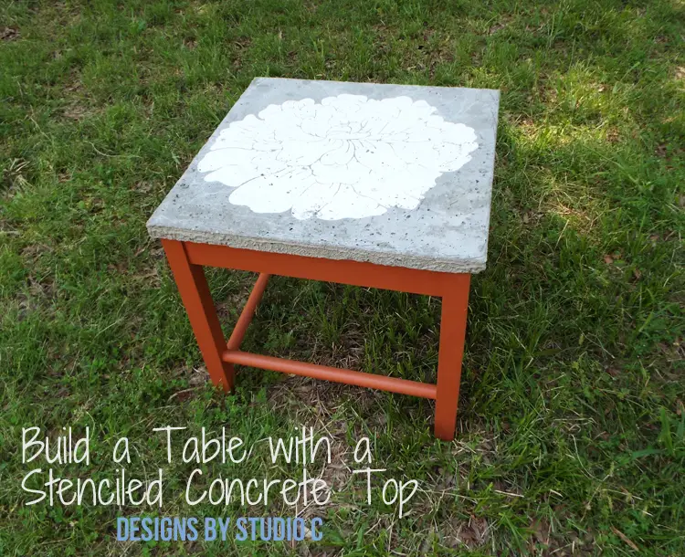 DIY Furniture Plans to Build a Stenciled Concrete Top Table - Featured View