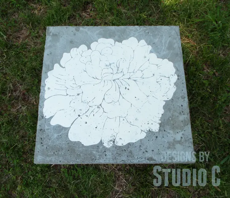 DIY Furniture Plans to Build a Stenciled Concrete Top Table - Top View