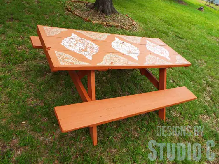 DIY Picnic Table Makeover - Angled View
