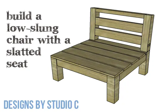 DIY Furniture Plans to Build a Low Slung Chair with Slatted Seat - Copy
