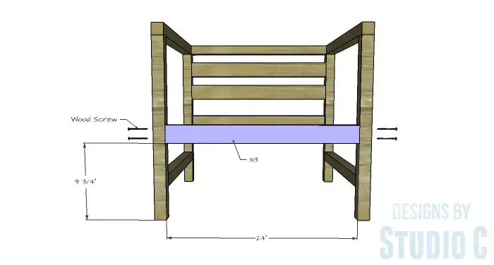 DIY Furniture Plans to Build a Modern Outdoor Chair - Front Stretcher