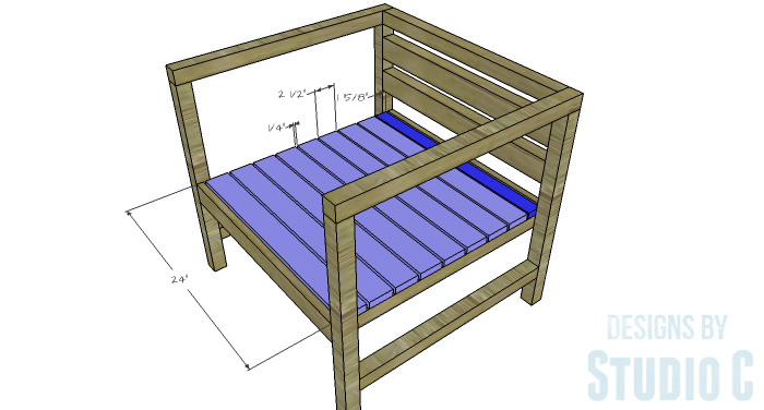 DIY Furniture Plans to Build a Modern Outdoor Chair - Seat Slats