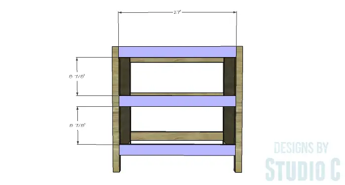 DIY Furniture Plans to Build an Open Shelf Sideboard - Front Stretchers