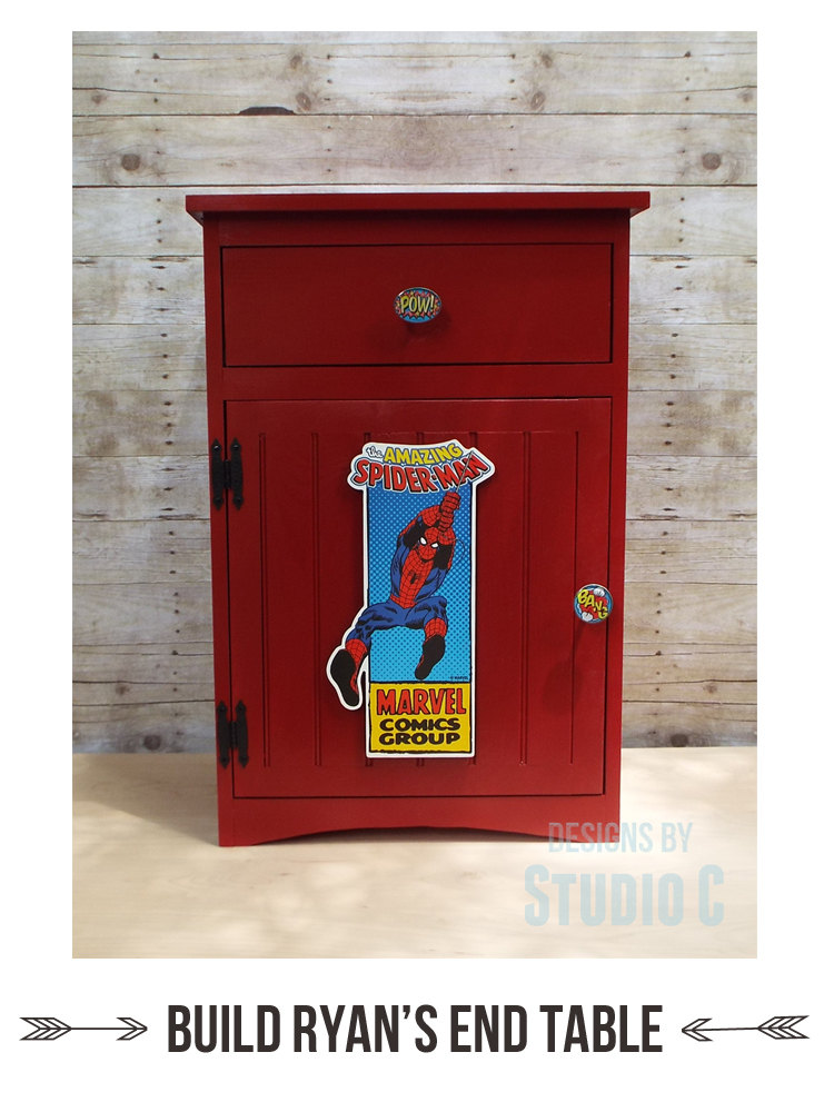 DIY Furniture Plans to Build Ryan's End Table - A fabulous end table with optional superhero accents
