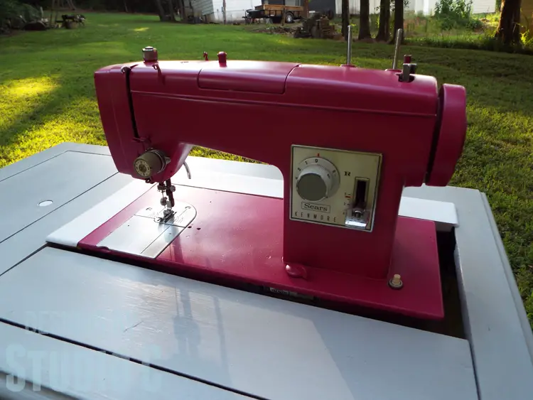 Painting an Old Metal Sewing Machine - Finished Right View