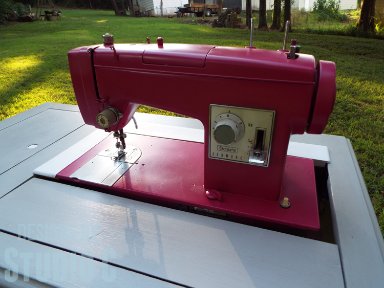 Painting an Old Metal Sewing Machine - Finished Right View