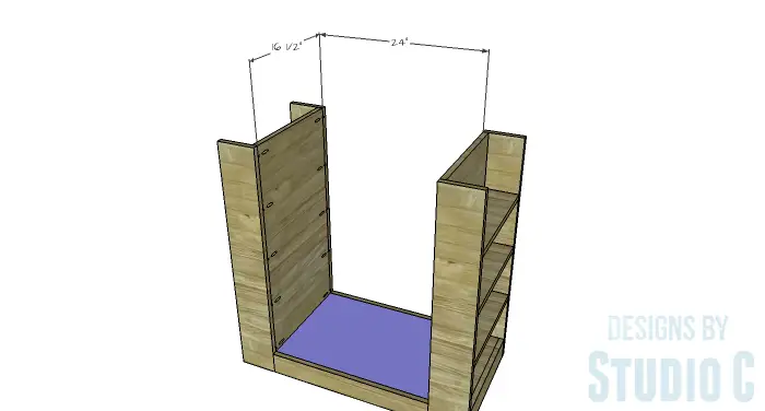 DIY Furniture Plans to Build a Dresser with Side Storage - Bottom