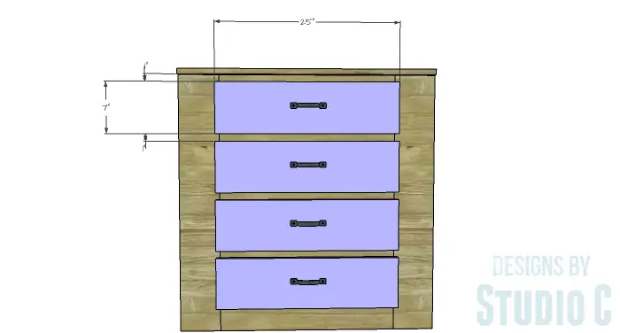 DIY Furniture Plans to Build a Dresser with Side Storage - Drawer Fronts