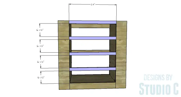 DIY Furniture Plans to Build a Dresser with Side Storage - Front Stretchers