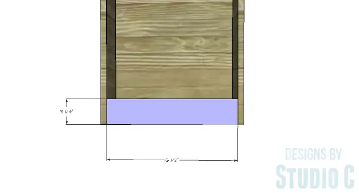 DIY Furniture Plans to Build a Dresser with Side Storage - Lower Stretcher (Bookcase)