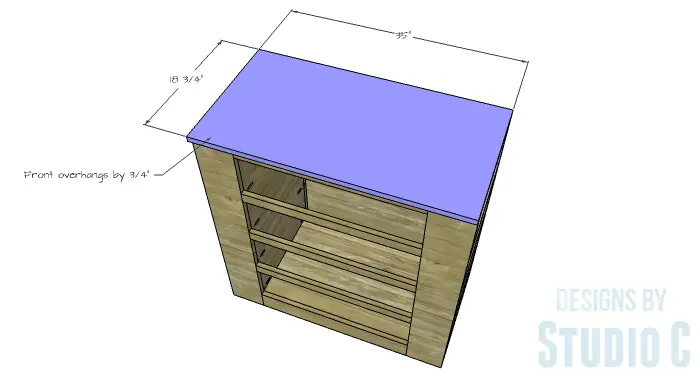 DIY Furniture Plans to Build a Dresser with Side Storage - Top