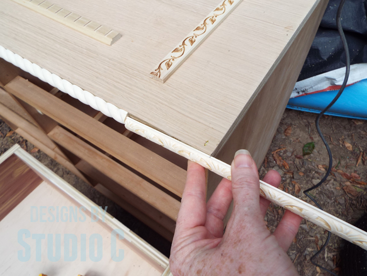 Repair the Top of a Dresser and Add Pieced Trim to the Edges - Fitting Side Trim