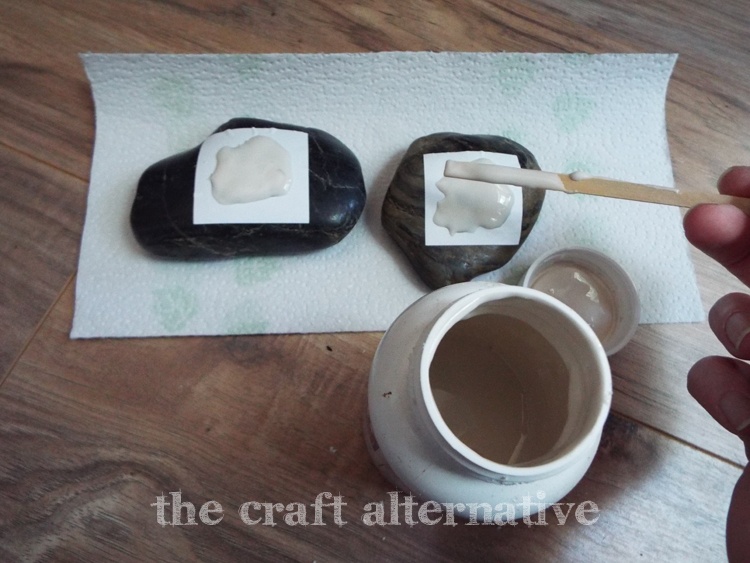 etched river rock paperweight - Etching Cream