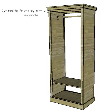 DIY Furniture Plans to Build a Freestanding Open Clothes Wardrobe - Clothes Rod