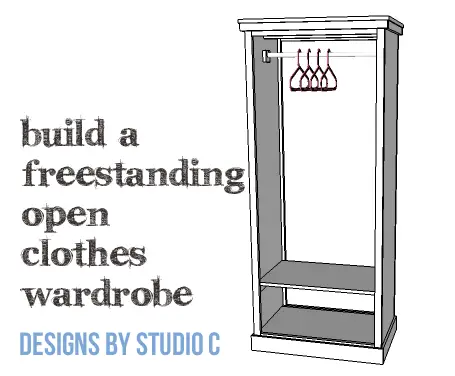 DIY Furniture Plans to Build a Freestanding Open Clothes Wardrobe - Copy