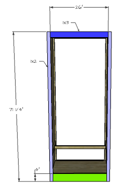 DIY Furniture Plans to Build a Freestanding Open Clothes Wardrobe - Front & Back Face Frames