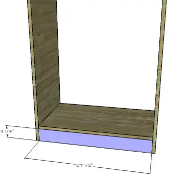 DIY Furniture Plans to Build a Freestanding Open Clothes Wardrobe - Front & Back Lower Supports