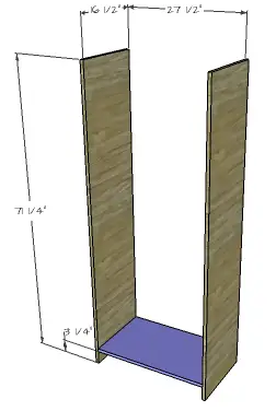 DIY Furniture Plans to Build a Freestanding Open Clothes Wardrobe - Sides & Bottom