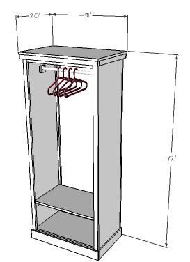 DIY Furniture Plans to Build a Freestanding Open Clothes Wardrobe
