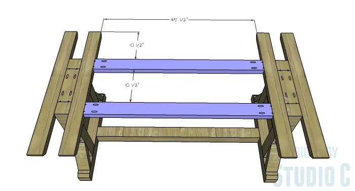 DIY Furniture Plans to Build a PB Inspired Stafford Dining Table - Lengthwise Top Supports