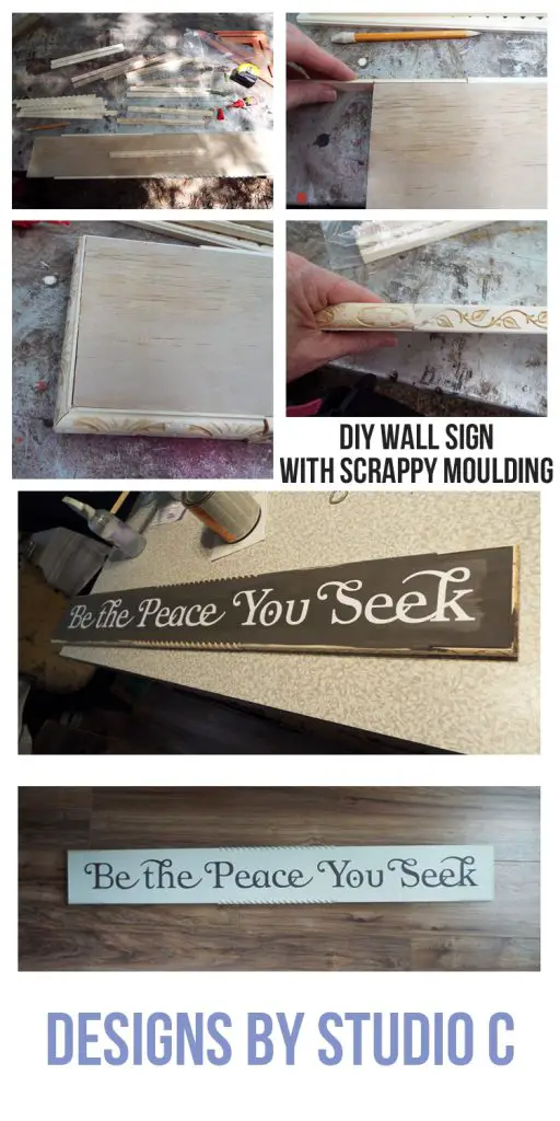 An easy to make wall sign with scrappy moulding on the edges and a reverse stenciled quote. This would make a fabulous gift!