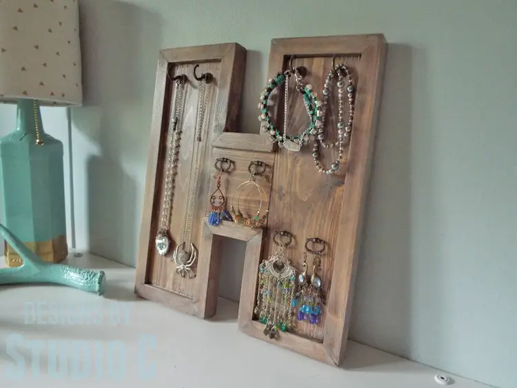 Build a DIY Wood Letter Jewelry Hanger - with Jewelry