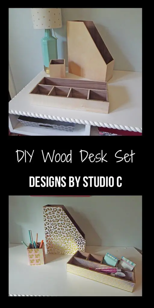 An easy to make wood desk set with no fasteners that can be customized with paint or scrapbooking paper! Perfect for back to school!