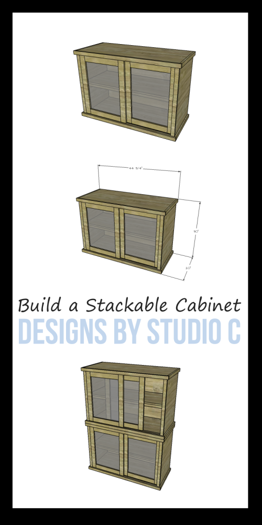 A fabulous cabinet with sliding doors that can be built in a pair (or three units) and stacked for the ultimate storage piece! (Proper securing to a wall is required!)
