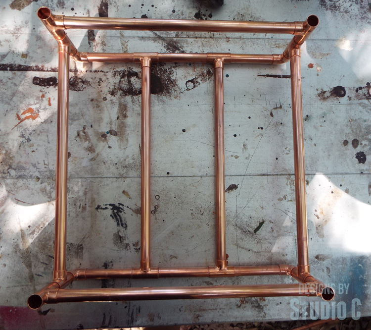 DIY Copper Pipe End Table with a Wood Top - Top Assembly