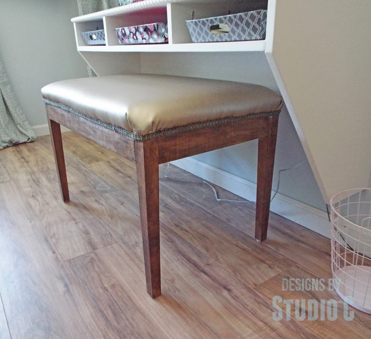 DIY Furniture Plans to Build an Upholstered Bench with Tapered Legs - Completed