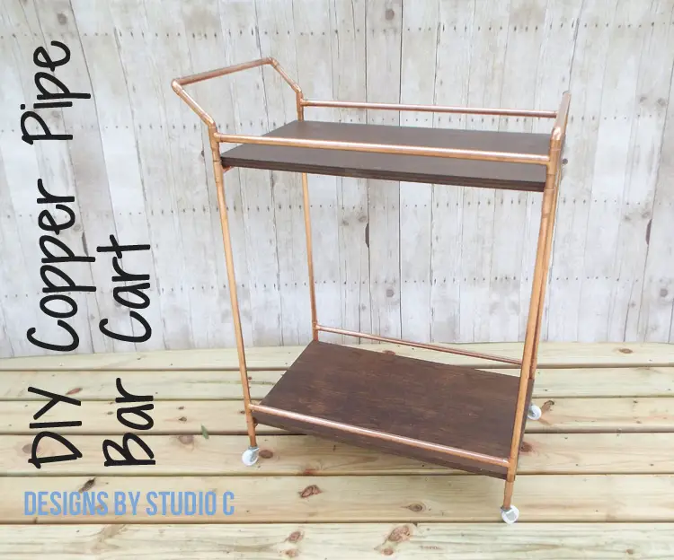 DIY Copper Pipe Bar Cart with Wood Shelves