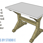 DIY Furniture Plans to Build a Ballard Designs Inspired Tatum Trestle Counter Table featured image with text describing plan