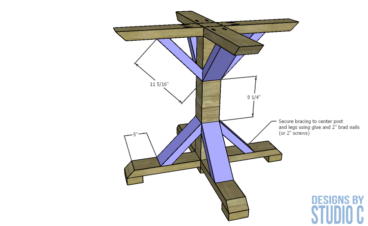 DIY furniture plans build round dining table pedestal base_bracing