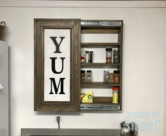 DIY sliding door spice cabinet_Open