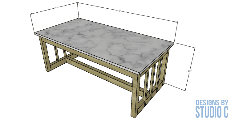 DIY furniture plans build coffee table faux marble top_Dimensions