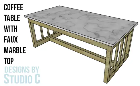 plans build coffee table,DIY plans coffee table,table faux marble top,coffee table marble top