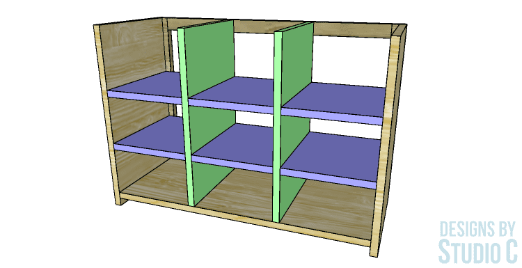 DIY Furniture Plans to Build a Shoe Storage Bench_Dividers Installed
