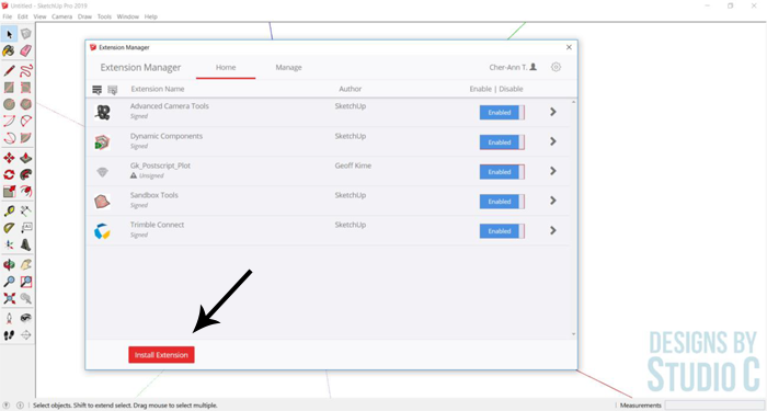 How to Create Printable Templates for Woodworking in SketchUp_Install Extension