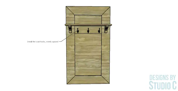 DIY Furniture Plans to Build a McKinley Entryway Shelf_Coat Hooks