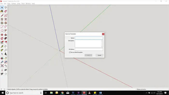 How to Create a Workspace Template in SketchUp_Name