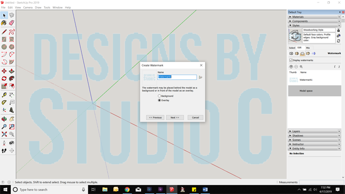 How to Add a Watermark in SketchUp_Background Overlay