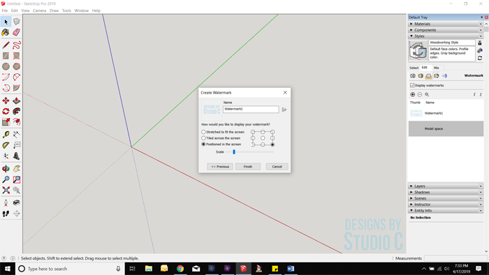 How to Add a Watermark in SketchUp_Positioned on Screen