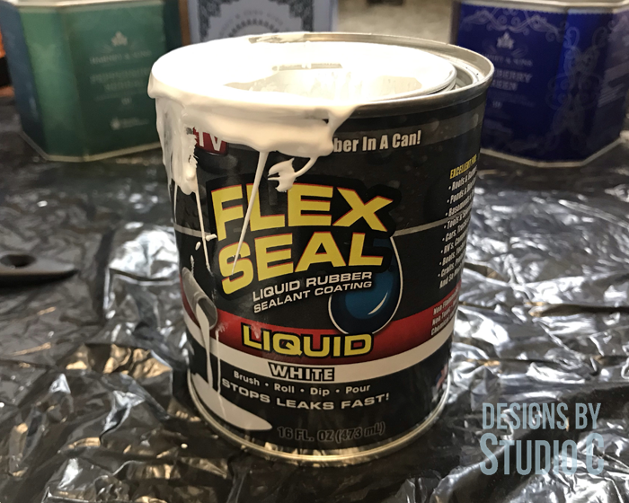 DIY Metal Tea Tin Planters_Flex Seal Liquid