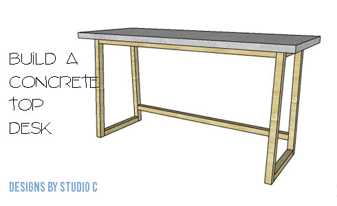DIY Furniture Plans to Build a Concrete Top Desk
