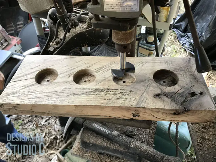 DIY Wood Slab Candle Holder_Forstner Bit Holes