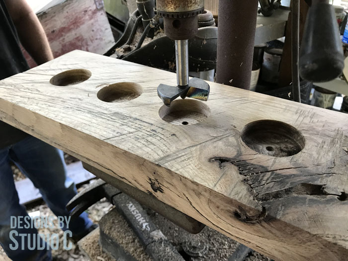 DIY Wood Slab Candle Holder_Drill Press