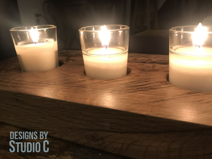 DIY Wood Slab Candle Holder_Candle Light